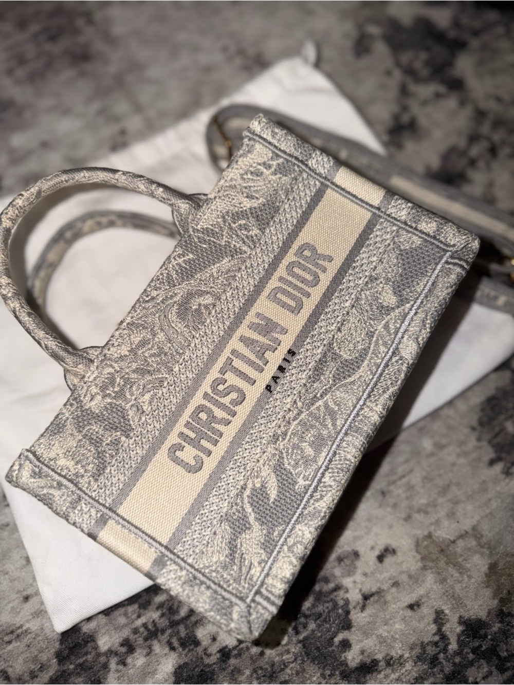 Christian Dior - Mini book tote Embroidered Toile De Jouy Reverse Mini Book Tote